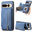For Google Pixel 7 Pro Retro MagSafe Zipper Wallet Card Bag Back Phone Case(Blue) - Google Cases by PMC TechLife | Online Shopping South Africa | PMC TechLife | Buy Now Pay Later Mobicred