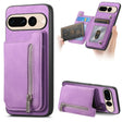 For Google Pixel 7 Pro Retro MagSafe Zipper Wallet Card Bag Back Phone Case(Purple) - Google Cases by PMC TechLife | Online Shopping South Africa | PMC TechLife | Buy Now Pay Later Mobicred