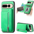 For Google Pixel 7 Pro Retro MagSafe Zipper Wallet Card Bag Back Phone Case(Green) - Google Cases by PMC TechLife | Online Shopping South Africa | PMC TechLife | Buy Now Pay Later Mobicred