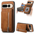 For Google Pixel 7 Pro Retro MagSafe Zipper Wallet Card Bag Back Phone Case(Brown) - Google Cases by PMC TechLife | Online Shopping South Africa | PMC TechLife | Buy Now Pay Later Mobicred