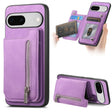 For Google Pixel 7 Retro MagSafe Zipper Wallet Card Bag Back Phone Case(Purple) - Google Cases by PMC TechLife | Online Shopping South Africa | PMC TechLife | Buy Now Pay Later Mobicred