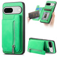 For Google Pixel 7 Retro MagSafe Zipper Wallet Card Bag Back Phone Case(Green) - Google Cases by PMC TechLife | Online Shopping South Africa | PMC TechLife | Buy Now Pay Later Mobicred