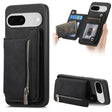 For Google Pixel 7 Retro MagSafe Zipper Wallet Card Bag Back Phone Case(Black) - Google Cases by PMC TechLife | Online Shopping South Africa | PMC TechLife | Buy Now Pay Later Mobicred