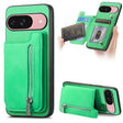 For Google Pixel 9 / 9 Pro Retro MagSafe Zipper Wallet Card Bag Back Phone Case(Green) - Google Cases by PMC TechLife | Online Shopping South Africa | PMC TechLife | Buy Now Pay Later Mobicred