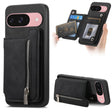 For Google Pixel 9 / 9 Pro Retro MagSafe Zipper Wallet Card Bag Back Phone Case(Black) - Google Cases by PMC TechLife | Online Shopping South Africa | PMC TechLife | Buy Now Pay Later Mobicred