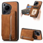 For Huawei Pura 70 Ultra Retro MagSafe Zipper Wallet Card Bag Back Phone Case(Brown)