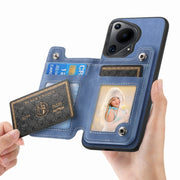 For Huawei Pura 70 Retro MagSafe Zipper Wallet Card Bag Back Phone Case(Blue)