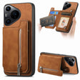 For Huawei Pura 70 Retro MagSafe Zipper Wallet Card Bag Back Phone Case(Brown) - free shipping - PMC Jewellery - Order now!