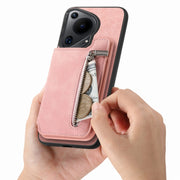 For Huawei nova 12 / 13 Retro MagSafe Zipper Wallet Card Bag Back Phone Case(Pink)