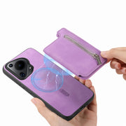 For Huawei nova 12 / 13 Retro MagSafe Zipper Wallet Card Bag Back Phone Case(Purple)