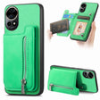 For Huawei nova 12 / 13 Retro MagSafe Zipper Wallet Card Bag Back Phone Case(Green) - Huawei Cases by PMC TechLife | Online Shopping South Africa | PMC TechLife | Buy Now Pay Later Mobicred
