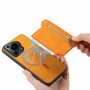 For Huawei nova 13 Pro Retro MagSafe Zipper Wallet Card Bag Back Phone Case(Yellow)