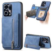 For Honor 90 GT 5G Retro MagSafe Zipper Wallet Card Bag Back Phone Case(Blue)