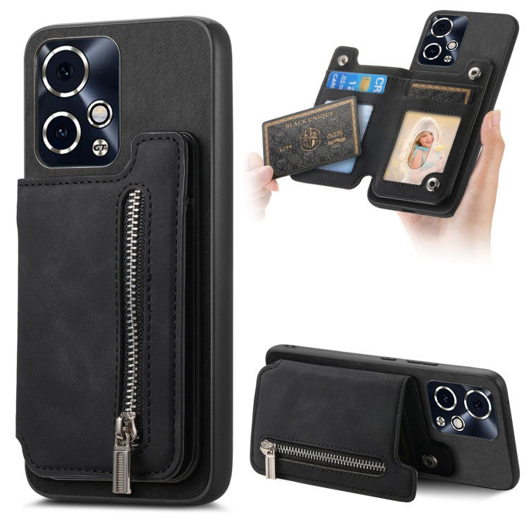 For Honor 90 GT 5G Retro MagSafe Zipper Wallet Card Bag Back Phone Case(Black)