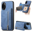 For Honor 100 Pro Retro MagSafe Zipper Wallet Card Bag Back Phone Case(Blue) - Honor Cases by PMC TechLife | Online Shopping South Africa | PMC TechLife | Buy Now Pay Later Mobicred