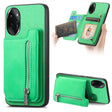 For Honor 100 Pro Retro MagSafe Zipper Wallet Card Bag Back Phone Case(Green) - Honor Cases by PMC TechLife | Online Shopping South Africa | PMC TechLife | Buy Now Pay Later Mobicred