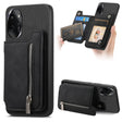 For Honor 100 Pro Retro MagSafe Zipper Wallet Card Bag Back Phone Case(Black) - Honor Cases by PMC TechLife | Online Shopping South Africa | PMC TechLife | Buy Now Pay Later Mobicred