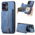 For Honor 100 Retro MagSafe Zipper Wallet Card Bag Back Phone Case(Blue) - Honor Cases by PMC TechLife | Online Shopping South Africa | PMC TechLife | Buy Now Pay Later Mobicred