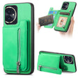For Honor 100 Retro MagSafe Zipper Wallet Card Bag Back Phone Case(Green) - Honor Cases by PMC TechLife | Online Shopping South Africa | PMC TechLife | Buy Now Pay Later Mobicred