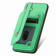 For Honor 100 Retro MagSafe Zipper Wallet Card Bag Back Phone Case(Green)