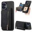 For Honor 100 Retro MagSafe Zipper Wallet Card Bag Back Phone Case(Black) - Honor Cases by PMC TechLife | Online Shopping South Africa | PMC TechLife | Buy Now Pay Later Mobicred