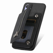 For Honor 100 Retro MagSafe Zipper Wallet Card Bag Back Phone Case(Black)