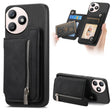 For Honor X50i+ Retro MagSafe Zipper Wallet Card Bag Back Phone Case(Black) - Honor Cases by PMC TechLife | Online Shopping South Africa | PMC TechLife | Buy Now Pay Later Mobicred