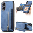 For Honor 90 Retro MagSafe Zipper Wallet Card Bag Back Phone Case(Blue) - Honor Cases by PMC TechLife | Online Shopping South Africa | PMC TechLife | Buy Now Pay Later Mobicred