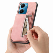 For Honor 90 Retro MagSafe Zipper Wallet Card Bag Back Phone Case(Pink)
