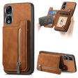 For Honor 90 Retro MagSafe Zipper Wallet Card Bag Back Phone Case(Brown) - Honor Cases by PMC TechLife | Online Shopping South Africa | PMC TechLife | Buy Now Pay Later Mobicred