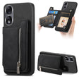For Honor 90 Retro MagSafe Zipper Wallet Card Bag Back Phone Case(Black) - Honor Cases by PMC TechLife | Online Shopping South Africa | PMC TechLife | Buy Now Pay Later Mobicred