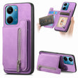 For Honor Play 7T / X7a Retro MagSafe Zipper Wallet Card Bag Back Phone Case(Purple) - Honor Cases by PMC TechLife | Online Shopping South Africa | PMC TechLife | Buy Now Pay Later Mobicred