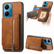 For Honor Play 7T / X7a Retro MagSafe Zipper Wallet Card Bag Back Phone Case(Brown) - Honor Cases by PMC TechLife | Online Shopping South Africa | PMC TechLife | Buy Now Pay Later Mobicred