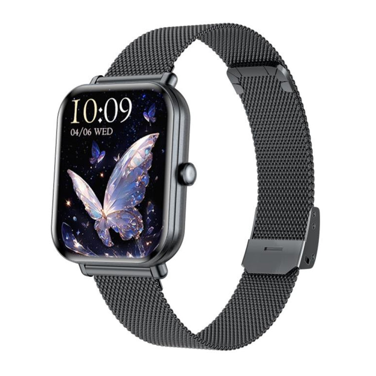KM66 1.75 inch Color Screen Smart Watch Milan Steel Strap, Support Bluetooth Call(Black)