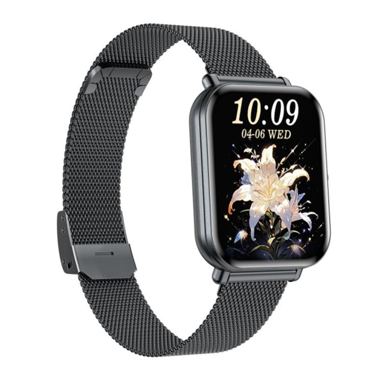 KM66 1.75 inch Color Screen Smart Watch Milan Steel Strap, Support Bluetooth Call(Black)