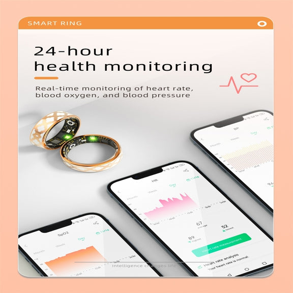 R10M SIZE 7 Smart Ring, Support Heart Rate / Blood Oxygen / Sleep Monitoring / Multiple Sports Modes(Rose Gold)