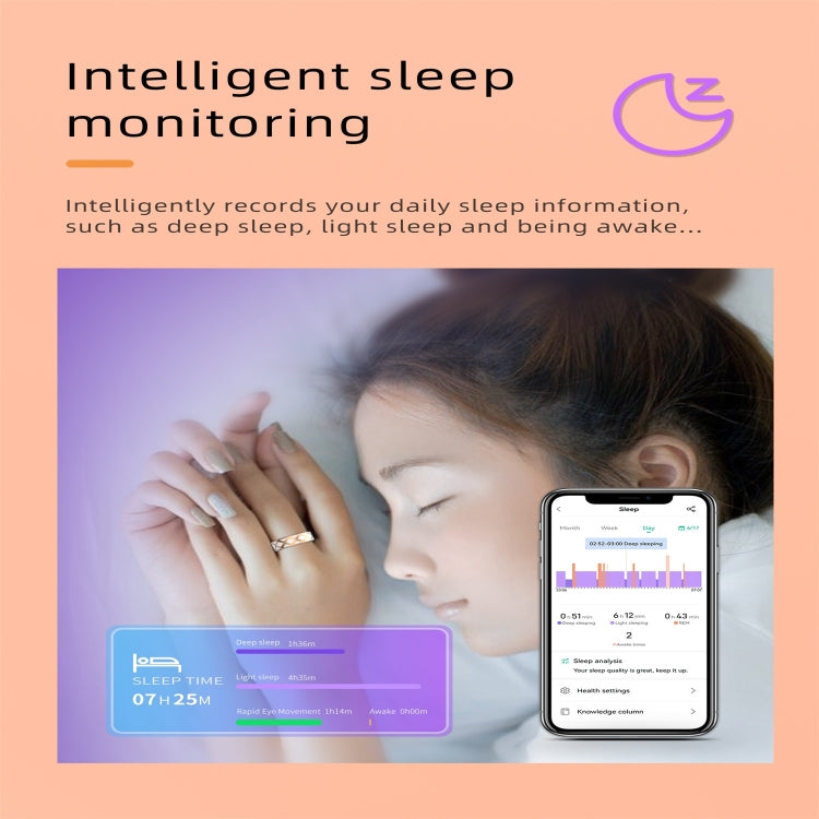 R10M SIZE 7 Smart Ring, Support Heart Rate / Blood Oxygen / Sleep Monitoring / Multiple Sports Modes(Rose Gold)