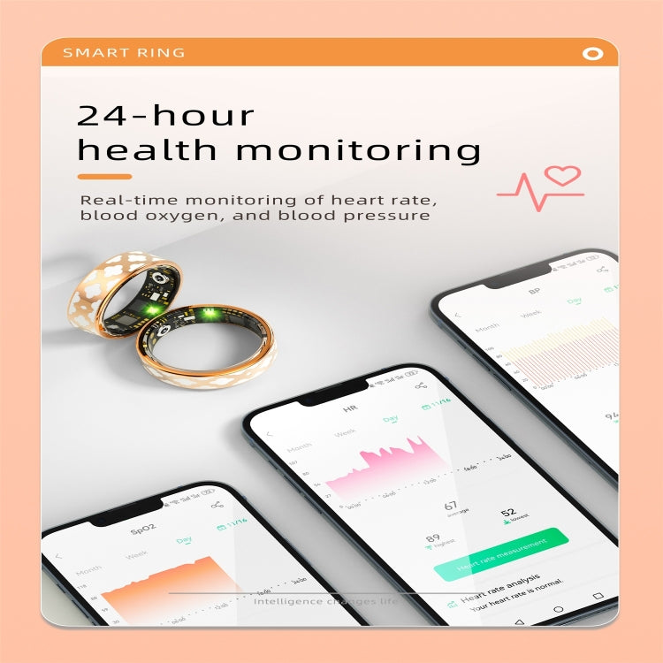 R10M SIZE 9 Smart Ring, Support Heart Rate / Blood Oxygen / Sleep Monitoring / Multiple Sports Modes(Rose Gold)