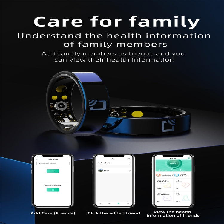 R20 SIZE 7 Smart Ring, Support Heart Rate / Blood Oxygen / Sleep Monitoring / Multiple Sports Modes(Black)