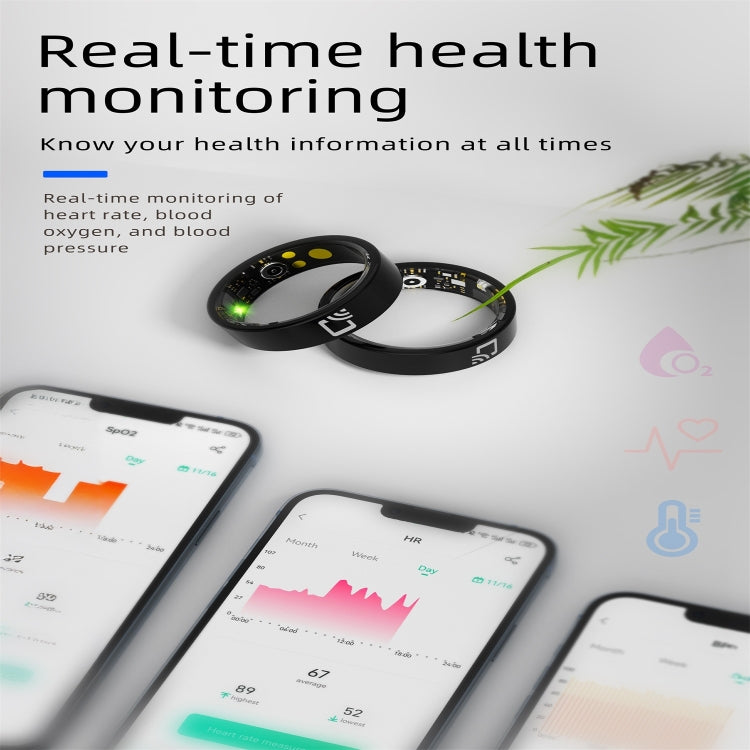 R20 SIZE 9 Smart Ring, Support Heart Rate / Blood Oxygen / Sleep Monitoring / Multiple Sports Modes(Black)