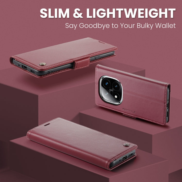 For Redmi Note 14 Pro 5G CaseMe 023 Butterfly Buckle Litchi Texture RFID Anti-theft Leather Phone Case(Red)