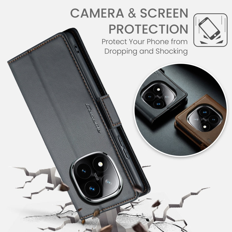 For Redmi Note 14 Pro 5G CaseMe 023 Butterfly Buckle Litchi Texture RFID Anti-theft Leather Phone Case(Black)