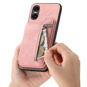 For Sony Xperia 5 V Retro MagSafe Zipper Wallet Card Bag Back Phone Case(Pink)