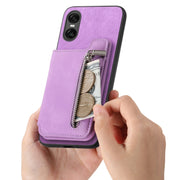 For Sony Xperia 5 V Retro MagSafe Zipper Wallet Card Bag Back Phone Case(Purple)