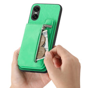 For Sony Xperia 5 V Retro MagSafe Zipper Wallet Card Bag Back Phone Case(Green)