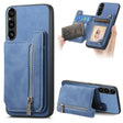 For Sony Xperia 1 V Retro MagSafe Zipper Wallet Card Bag Back Phone Case(Blue) - Sony Cases by PMC TechLife | Online Shopping South Africa | PMC TechLife | Buy Now Pay Later Mobicred