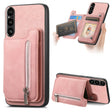For Sony Xperia 1 V Retro MagSafe Zipper Wallet Card Bag Back Phone Case(Pink) - Sony Cases by PMC TechLife | Online Shopping South Africa | PMC TechLife | Buy Now Pay Later Mobicred