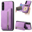 For Sony Xperia 1 V Retro MagSafe Zipper Wallet Card Bag Back Phone Case(Purple) - Sony Cases by PMC TechLife | Online Shopping South Africa | PMC TechLife | Buy Now Pay Later Mobicred