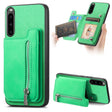 For Sony Xperia 10 V Retro MagSafe Zipper Wallet Card Bag Back Phone Case(Green) - Sony Cases by PMC TechLife | Online Shopping South Africa | PMC TechLife | Buy Now Pay Later Mobicred
