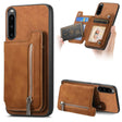 For Sony Xperia 10 V Retro MagSafe Zipper Wallet Card Bag Back Phone Case(Brown) - Sony Cases by PMC TechLife | Online Shopping South Africa | PMC TechLife | Buy Now Pay Later Mobicred